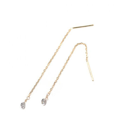  「シャンパンダイヤモンド 0.2ct ロング ピアス | K18 〈ヌーディー〉」|ピアス|