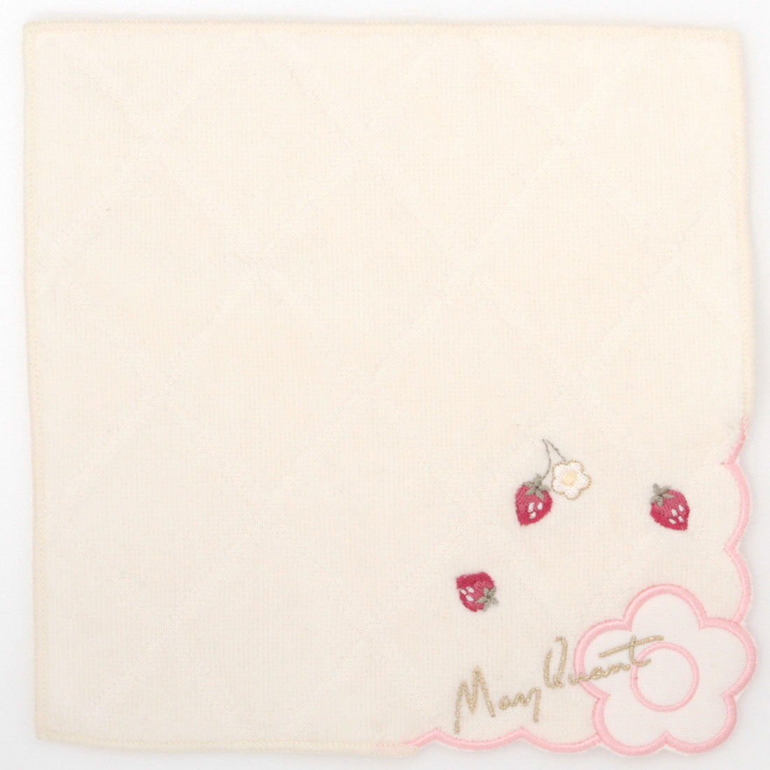  「MARY QUANT ミニタオルハンカチ＜イチゴスカラップ＞」|タオル|アイボリー