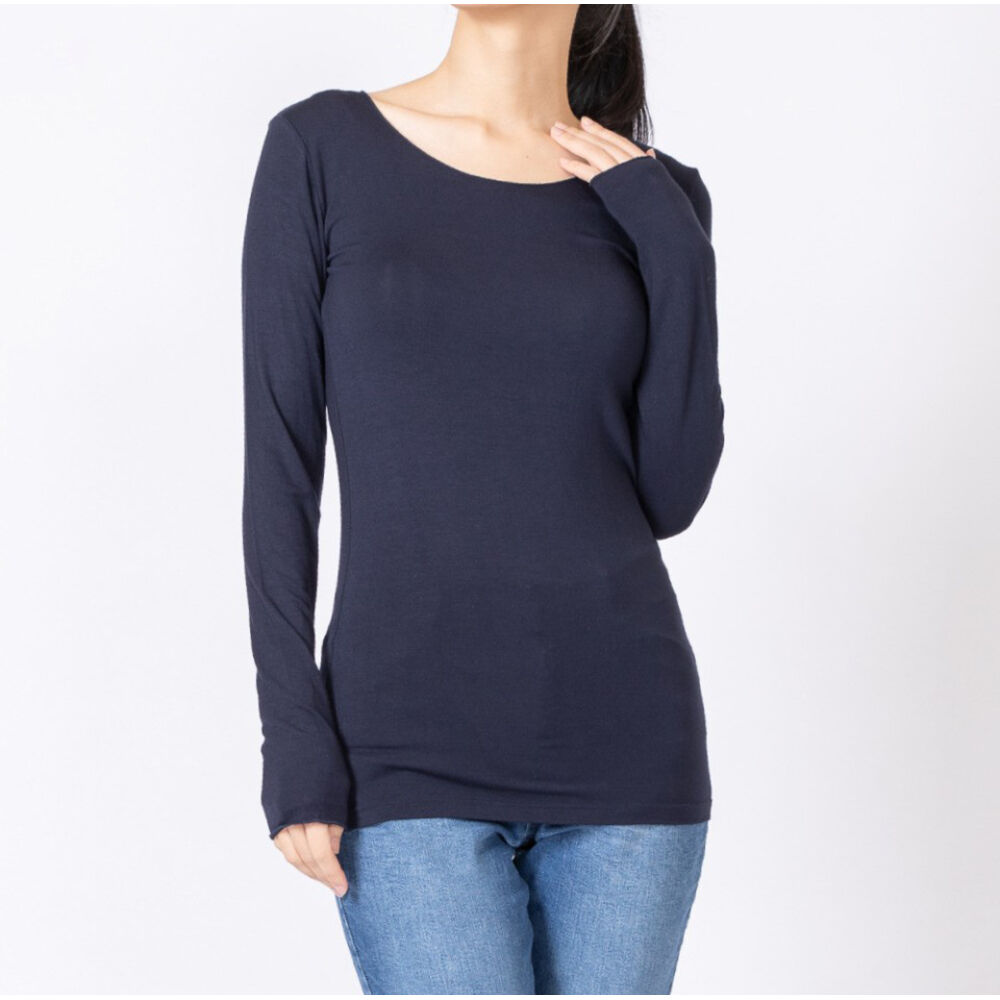 BACKYARD FAMILY「長袖 tシャツ レディース 通販 PAGE ONE GTS0844 無地 Uネック ロンt」|Tシャツ・カットソー|ブルー1