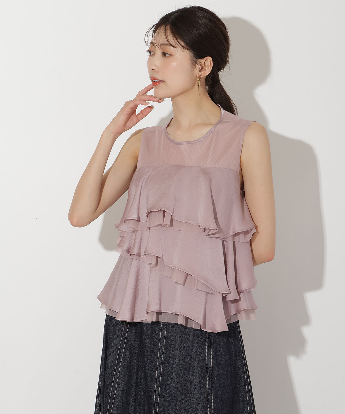 アンドクチュール「ティアードフリルブラウス」|シャツ・ブラウス|ピンク