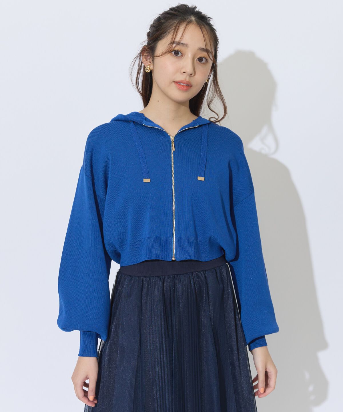 アンドクチュール「クロップドニットフーディー」|パーカー|