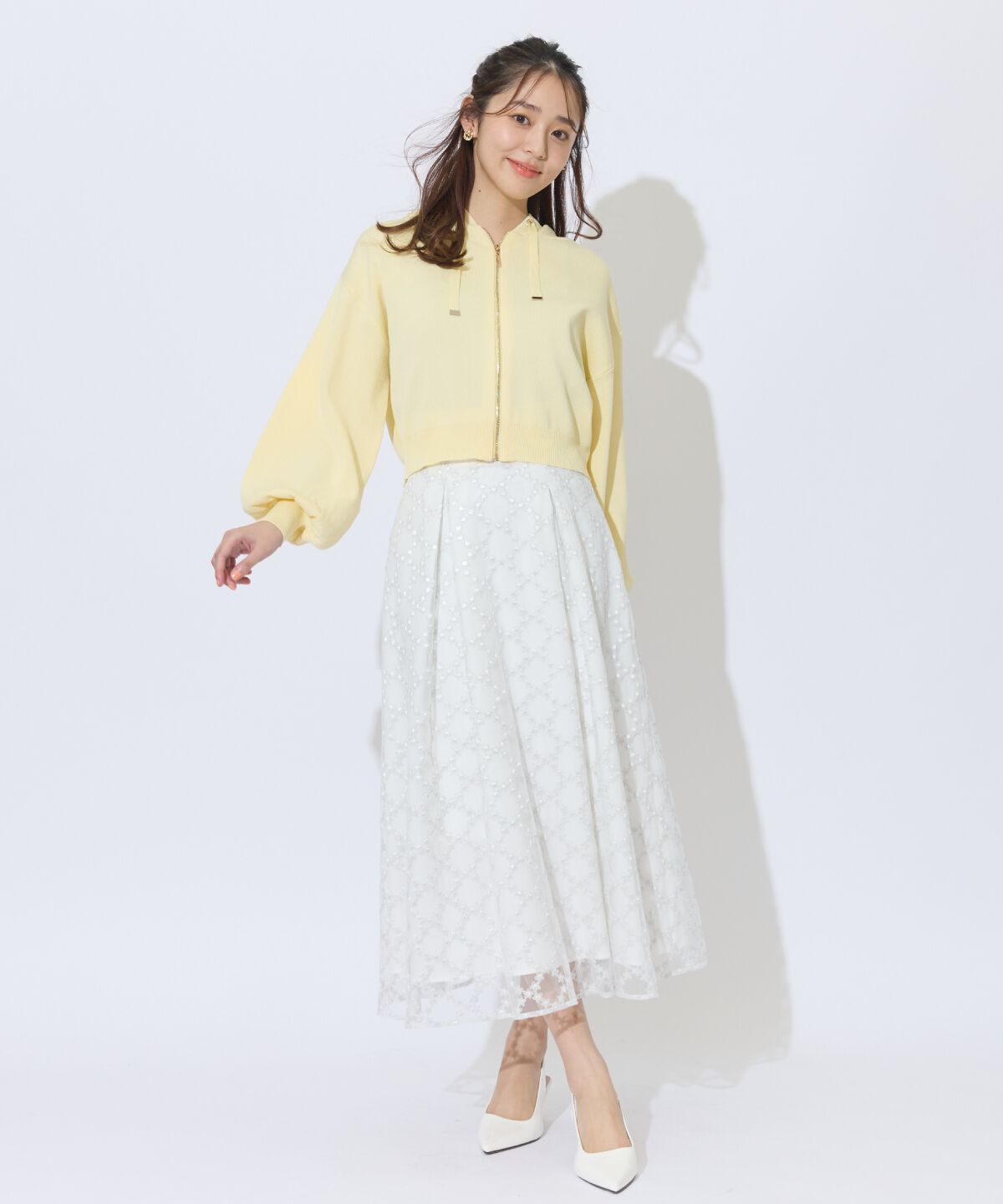 アンドクチュール「クロップドニットフーディー」|パーカー|