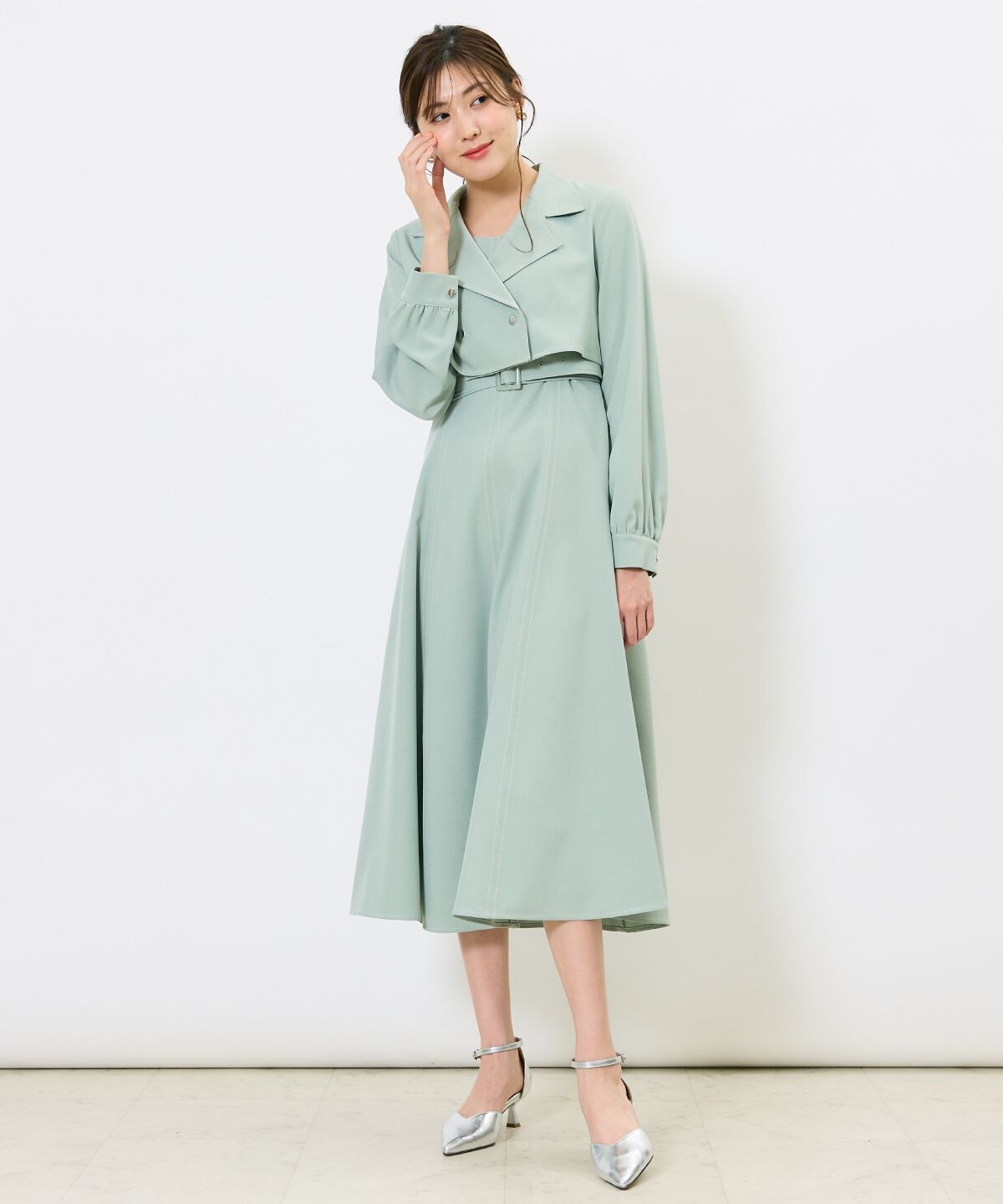 アンドクチュール「トレンチライクアンサンブルワンピース」|ワンピース|グリーン