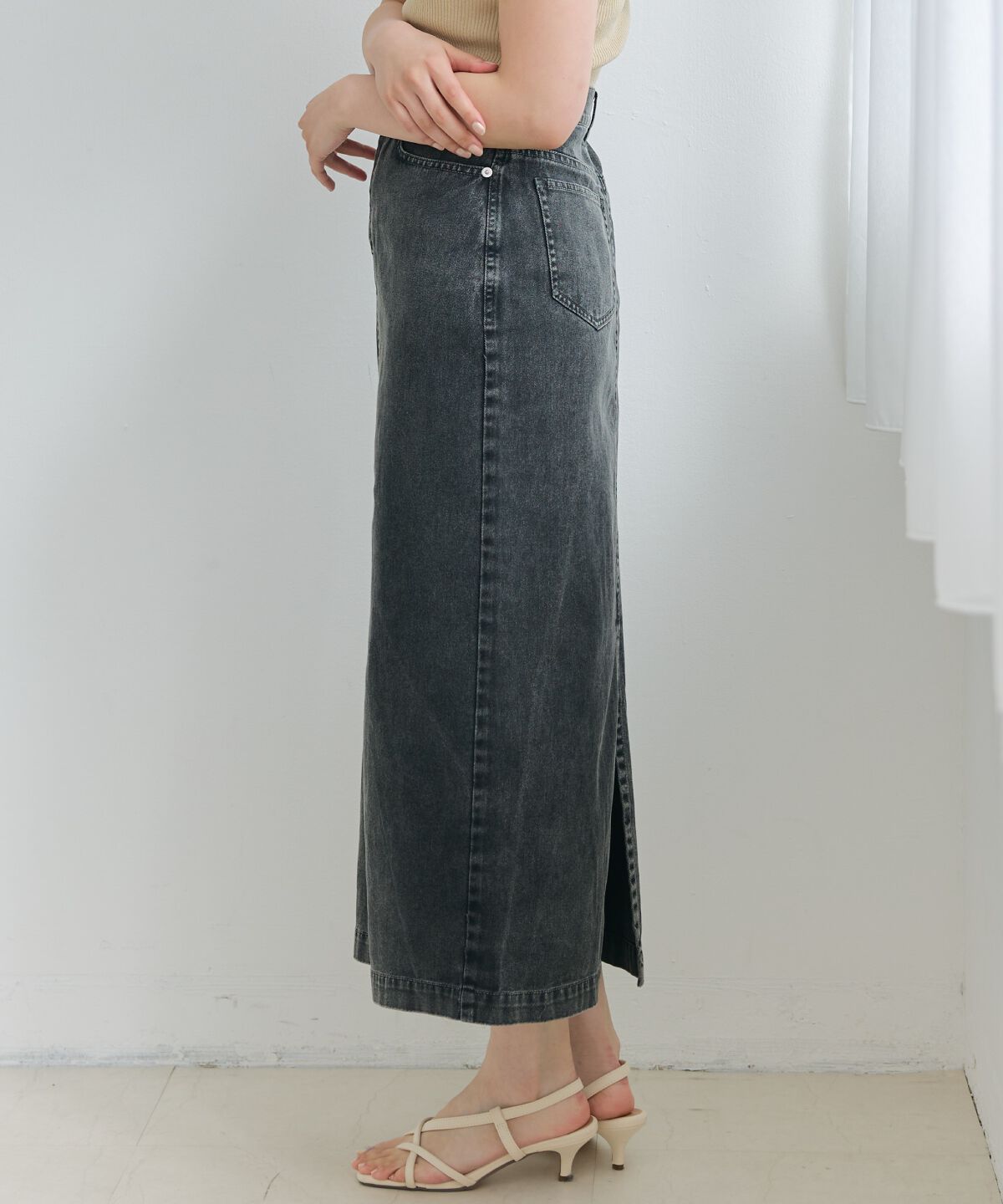 アンドクチュール「ウォッシュドカラーデニムスカート」|スカート|