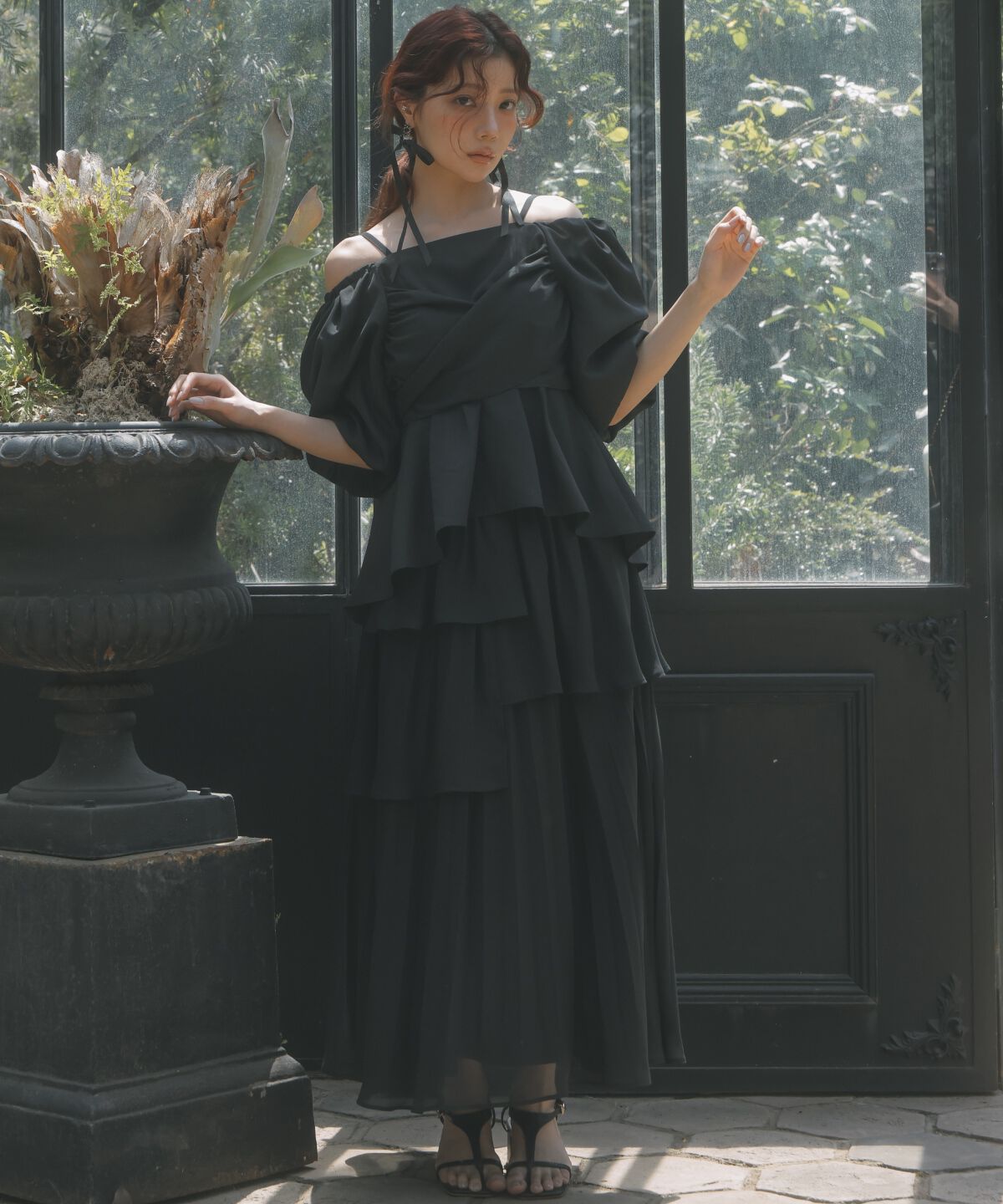 アンドクチュール「プリーツイレヘムティアードスカート」|フレア|