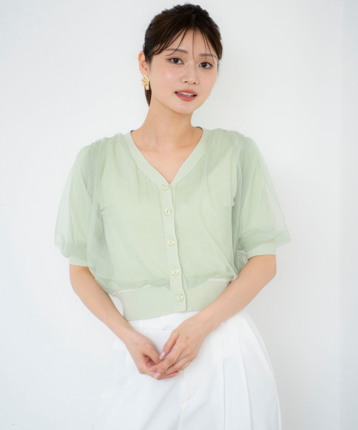 アンドクチュール「チュールカバープルオーバー」|カーディガン|