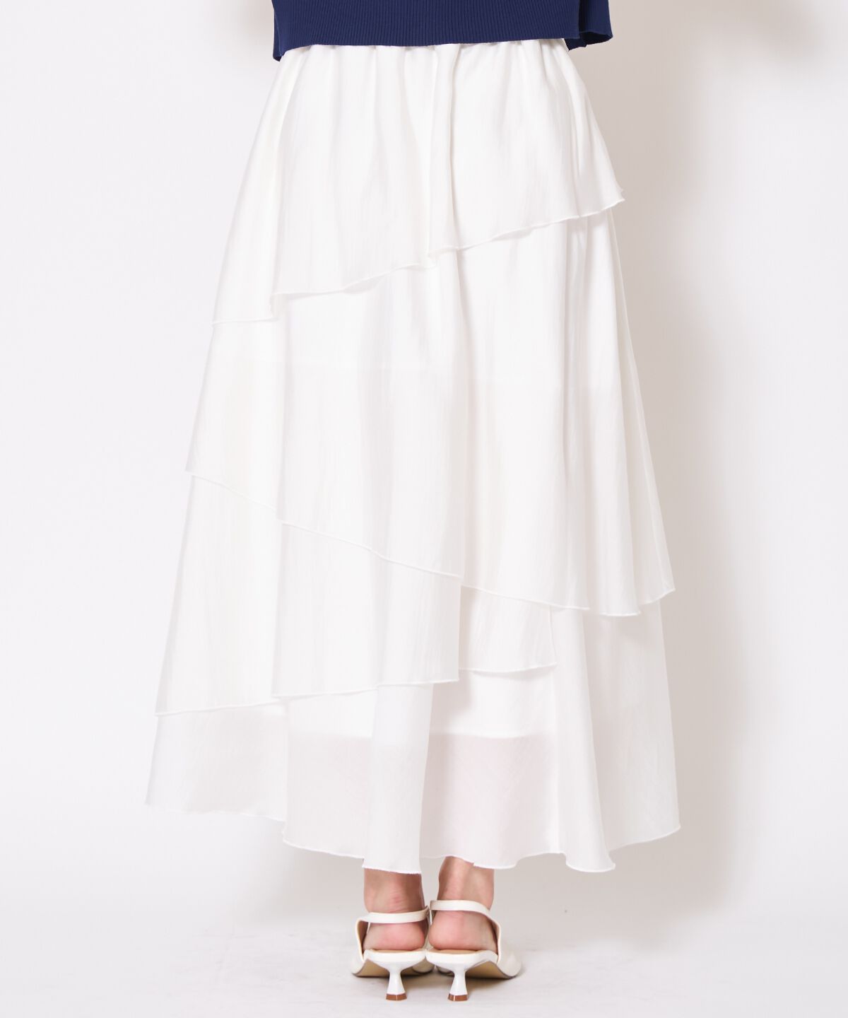 アンドクチュール「アシンメトリーシフォンラッフルスカート」|フレア|