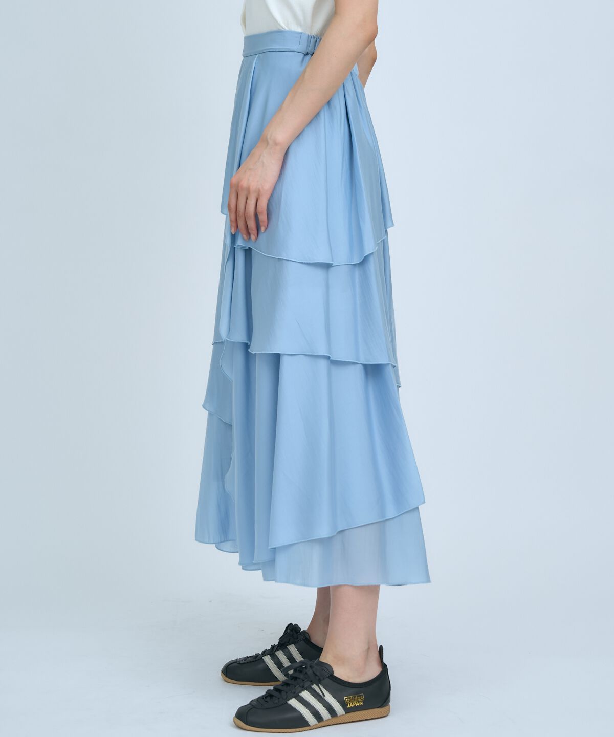 アンドクチュール「アシンメトリーシフォンラッフルスカート」|フレア|