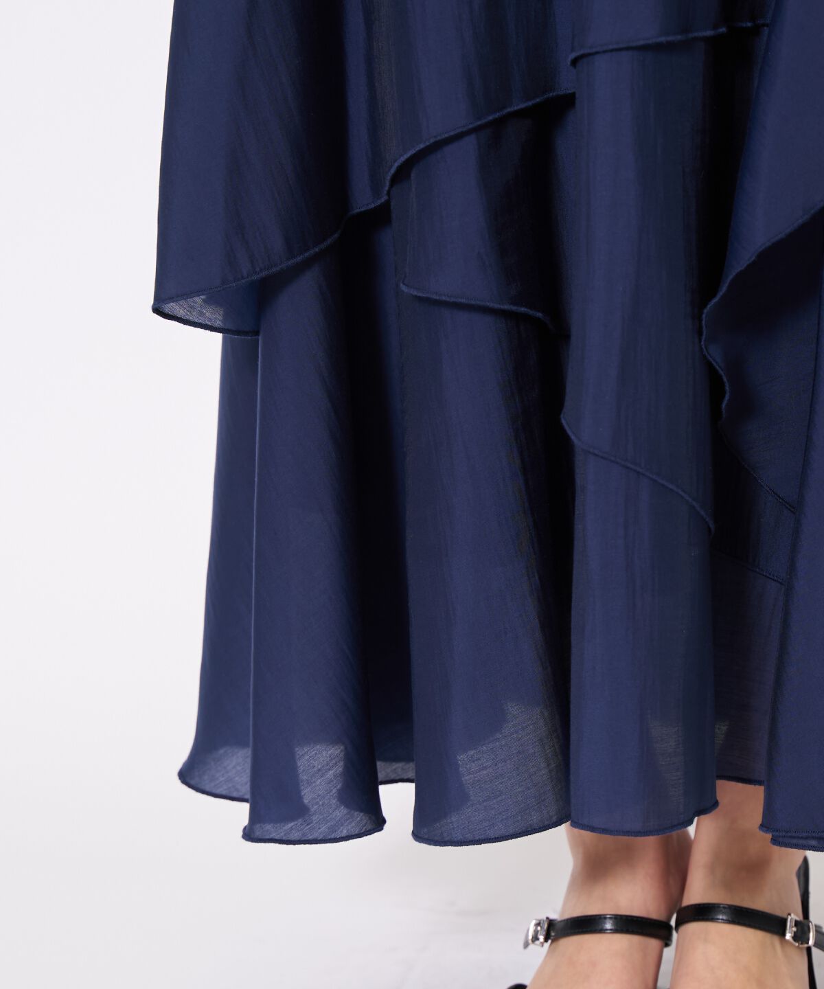 アンドクチュール「アシンメトリーシフォンラッフルスカート」|フレア|