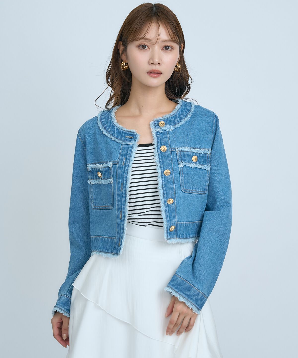 アンドクチュール「フリンジデニムジャケット」|デニムジャケット|