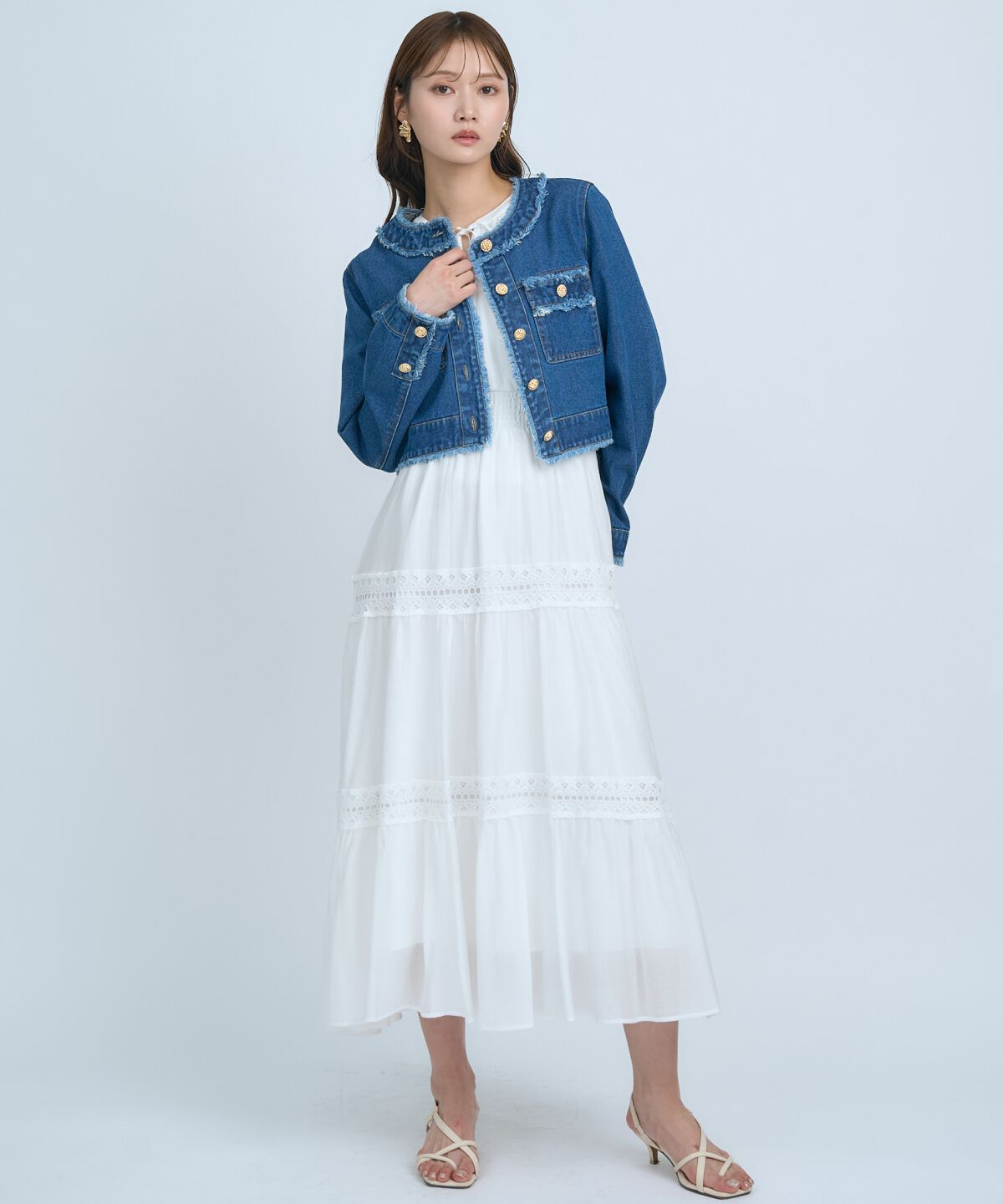 アンドクチュール「フリンジデニムジャケット」|デニムジャケット|