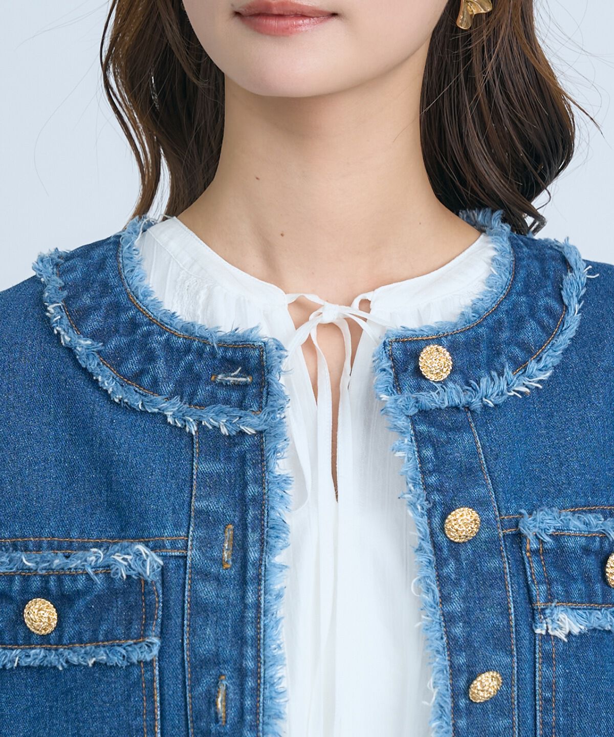 アンドクチュール「フリンジデニムジャケット」|デニムジャケット|