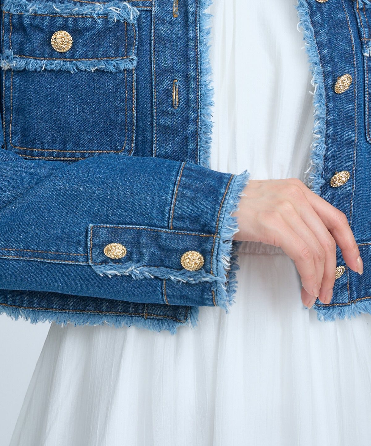 アンドクチュール「フリンジデニムジャケット」|デニムジャケット|