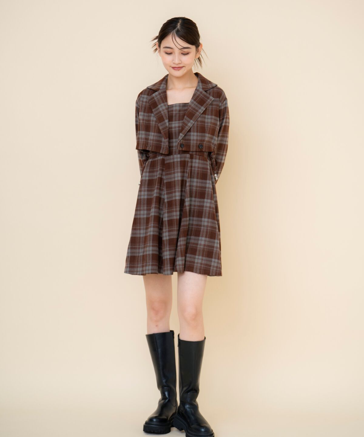 REDYAZEL「チェックショートジャケット」|テーラードジャケット|