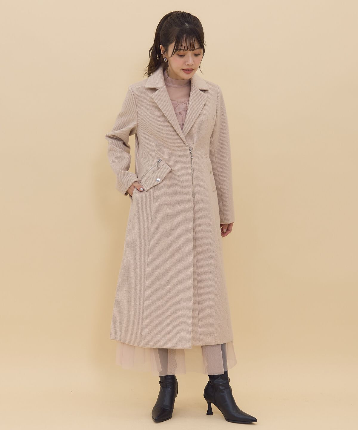 REDYAZEL「ジップチェスターコート」|ステンカラーコート|