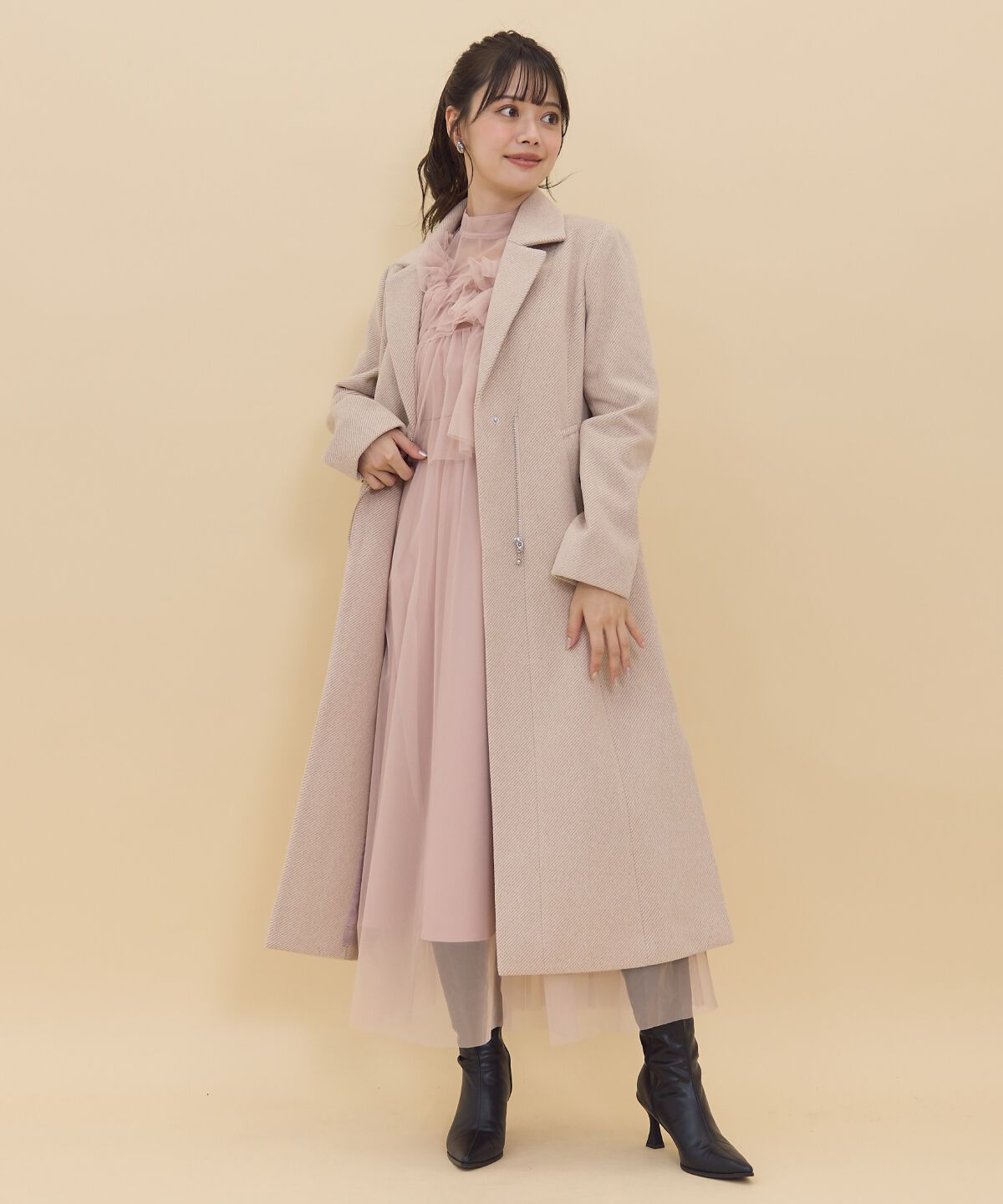 REDYAZEL「ジップチェスターコート」|ステンカラーコート|