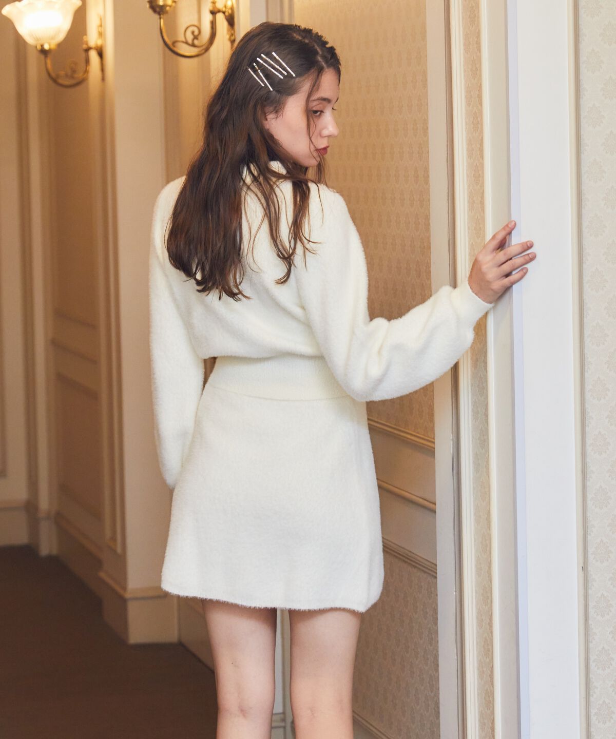 REDYAZEL「シャギーニットミニスカート」|台形|