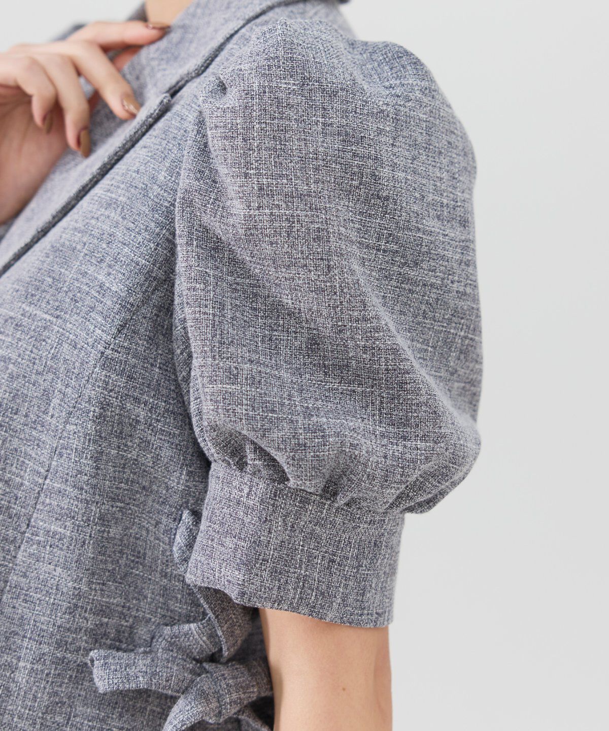 REDYAZEL「サイドレースアップ半袖ショートジャケット」|テーラードジャケット|