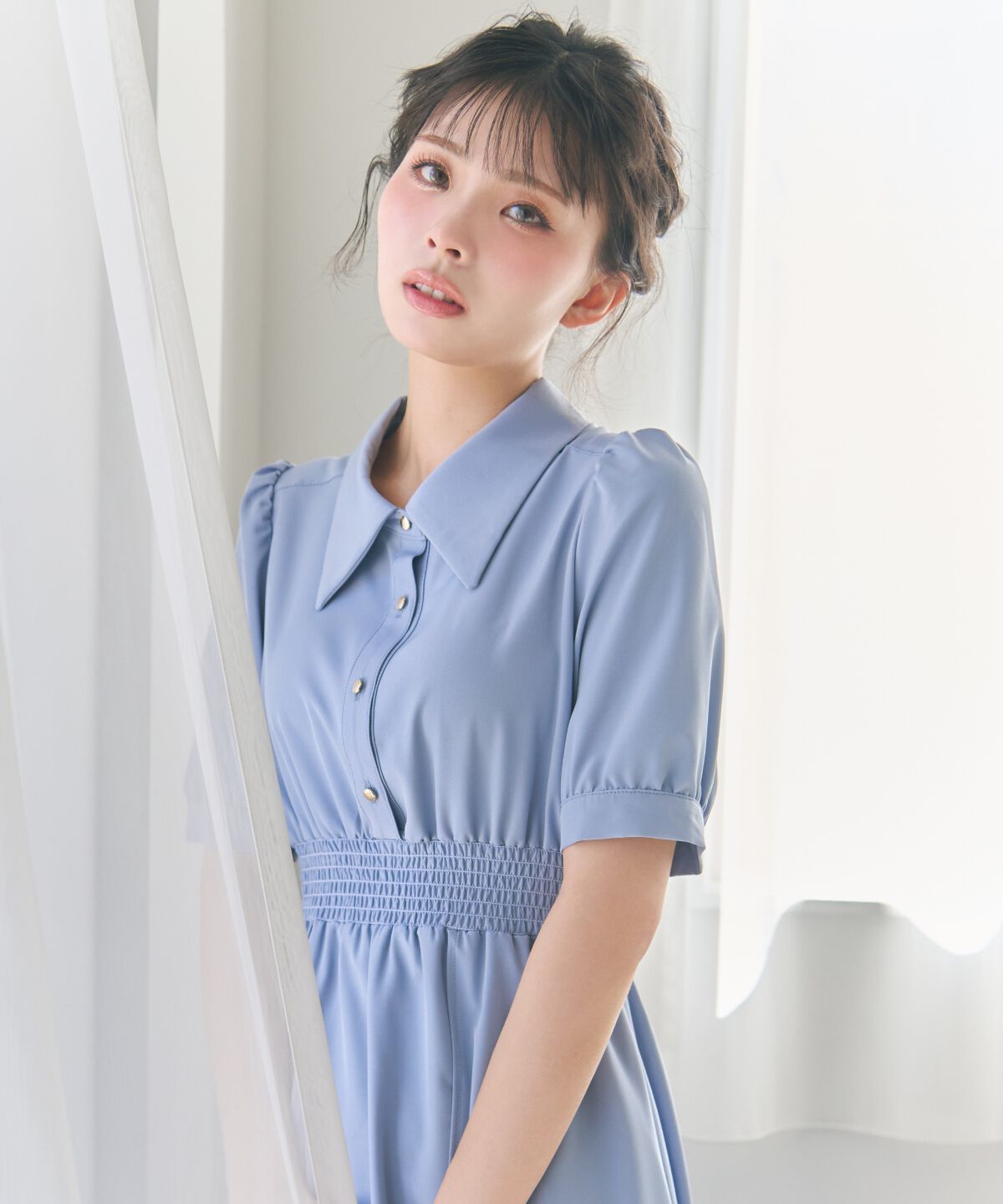 REDYAZEL「ウエストシャーリングシャツワンピース」|ワンピース|