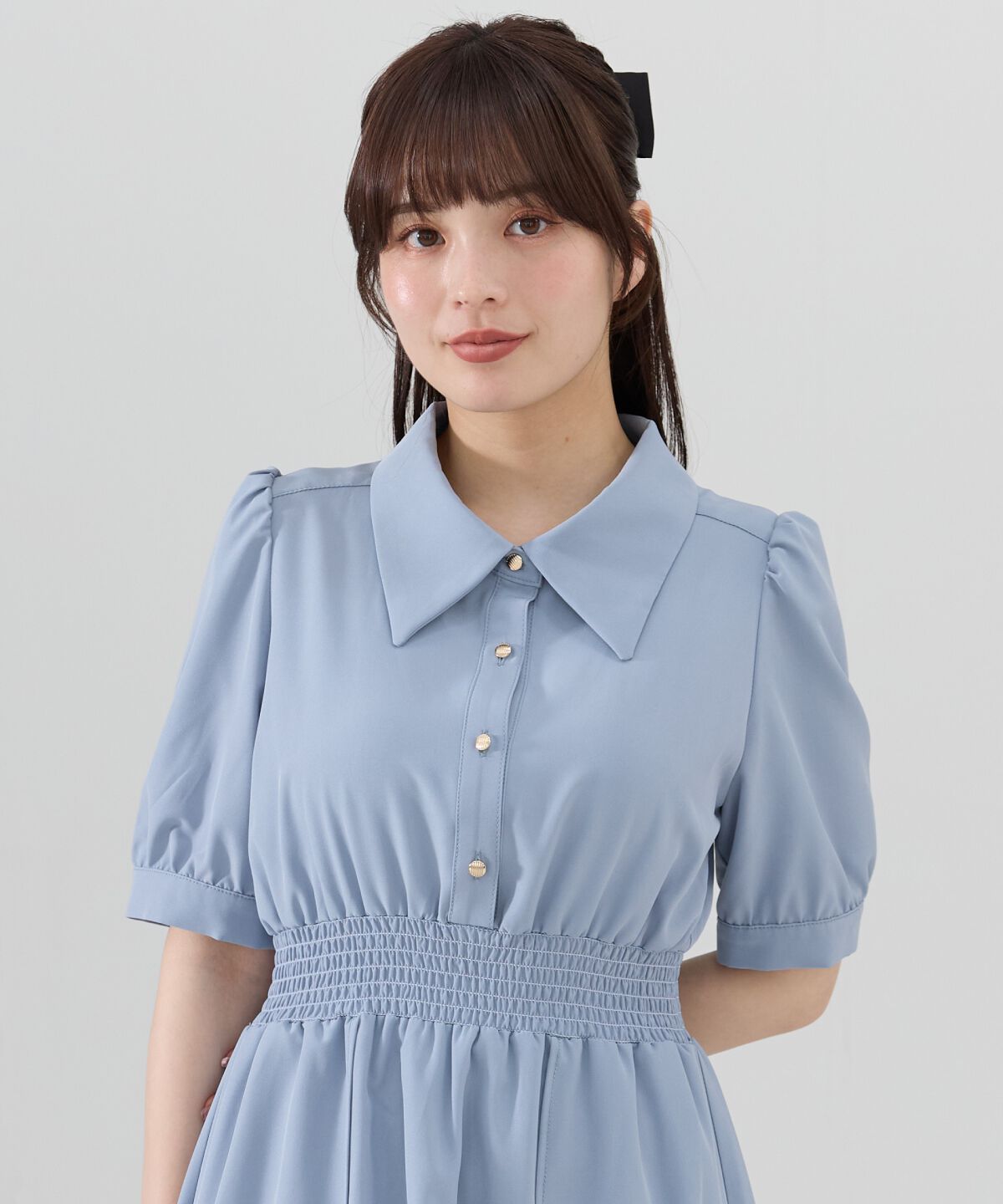 REDYAZEL「ウエストシャーリングシャツワンピース」|ワンピース|