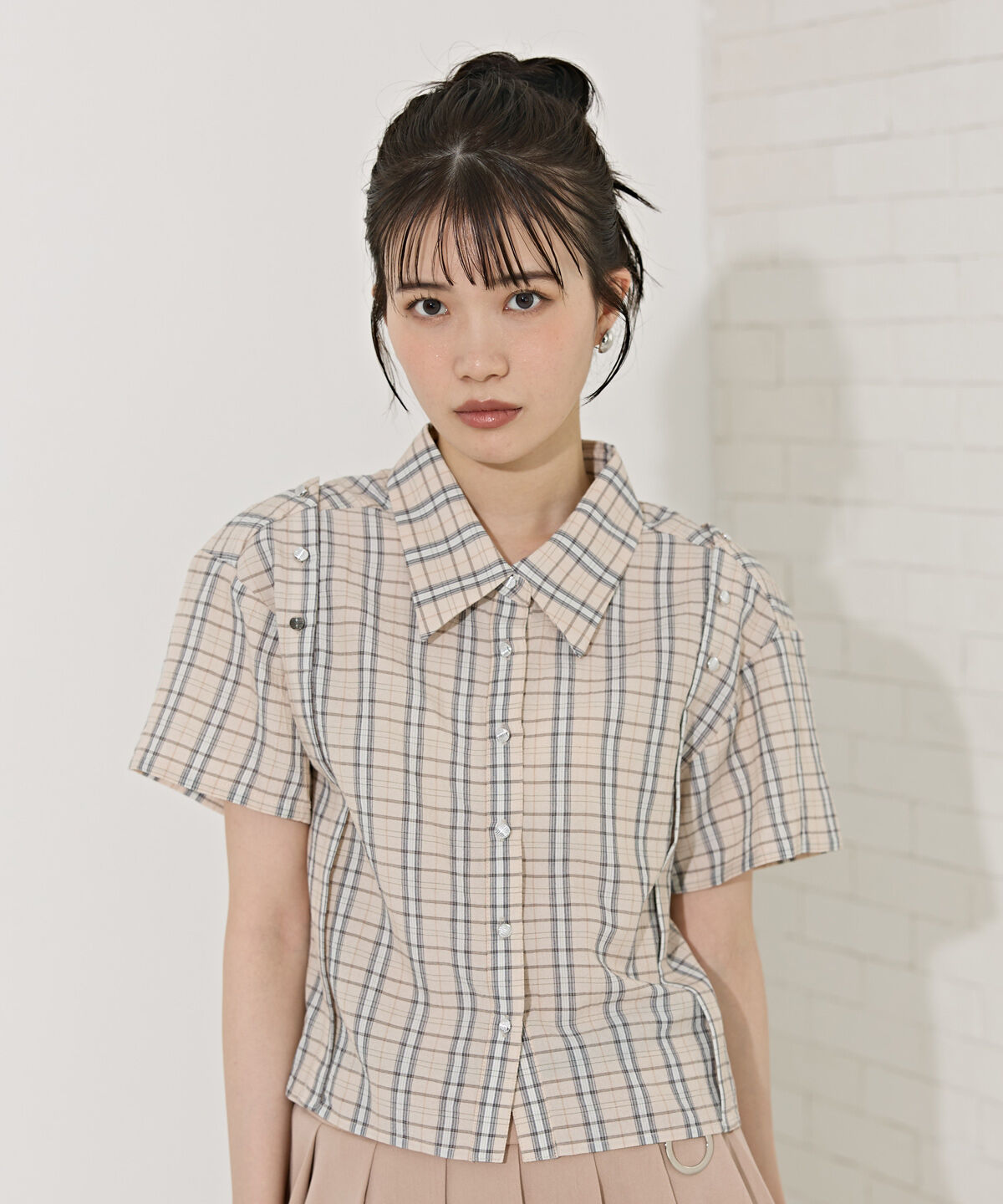 REDYAZEL「2WAYスリーブチェックトップス」|シャツ・ブラウス|