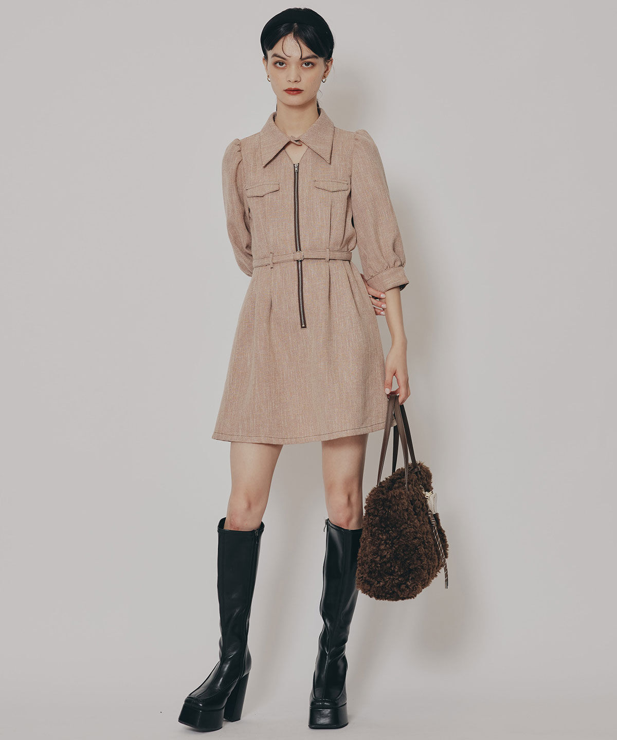 REDYAZEL「カラーミックスフロントZIPワンピース」|ワンピース|