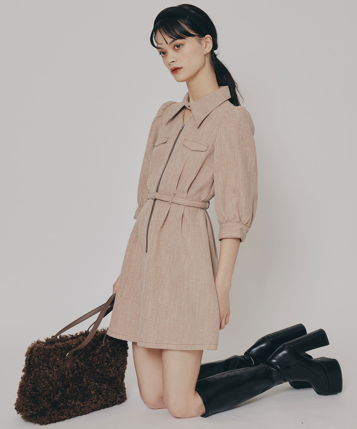 REDYAZEL「カラーミックスフロントZIPワンピース」|ワンピース|