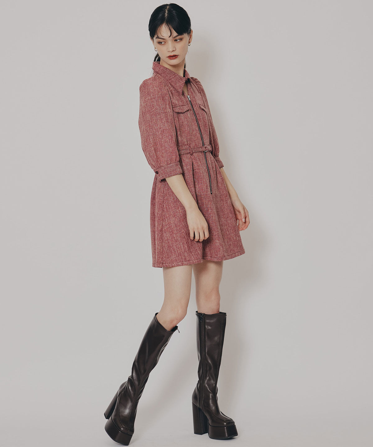 REDYAZEL「カラーミックスフロントZIPワンピース」|ワンピース|