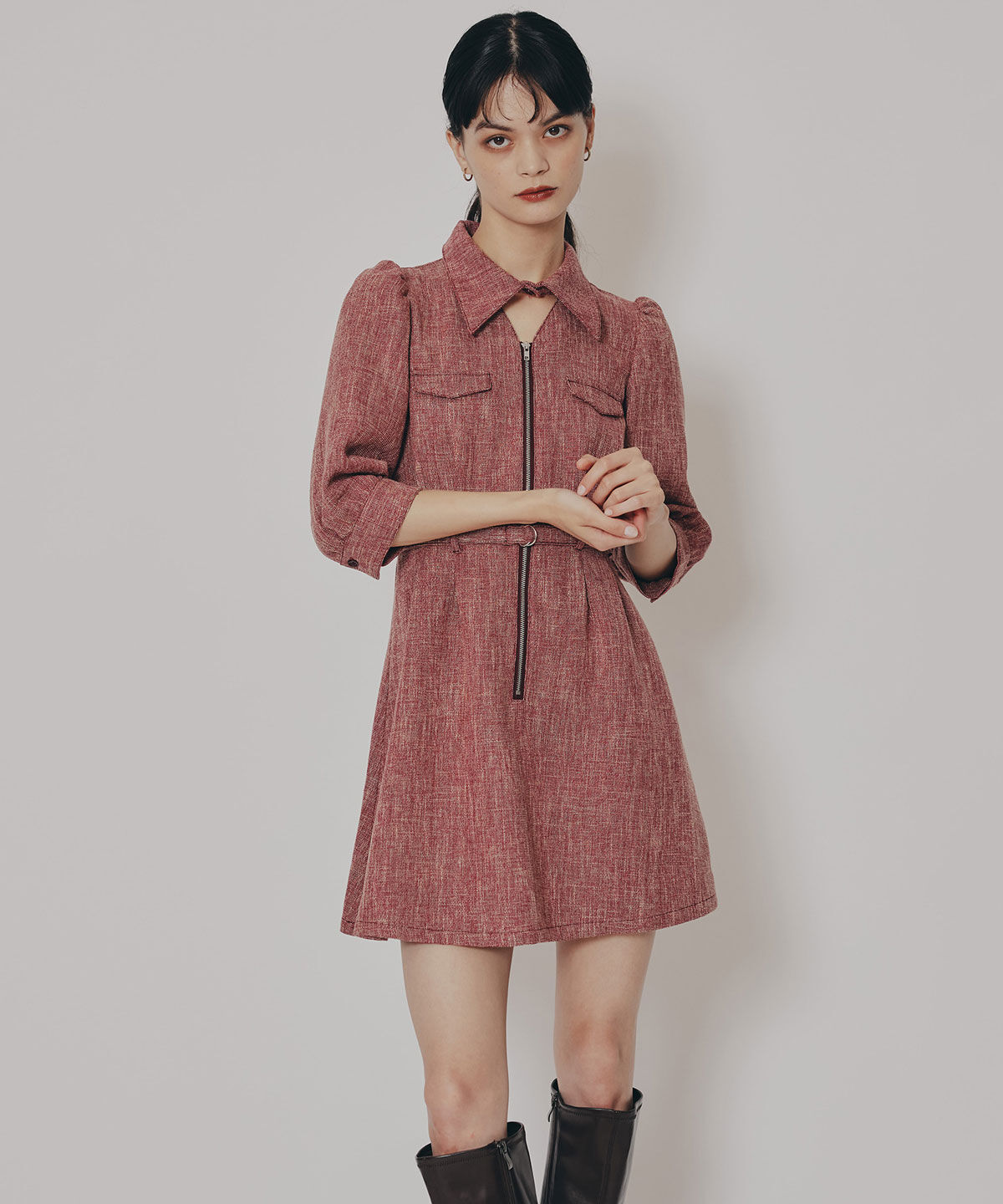 REDYAZEL「カラーミックスフロントZIPワンピース」|ワンピース|