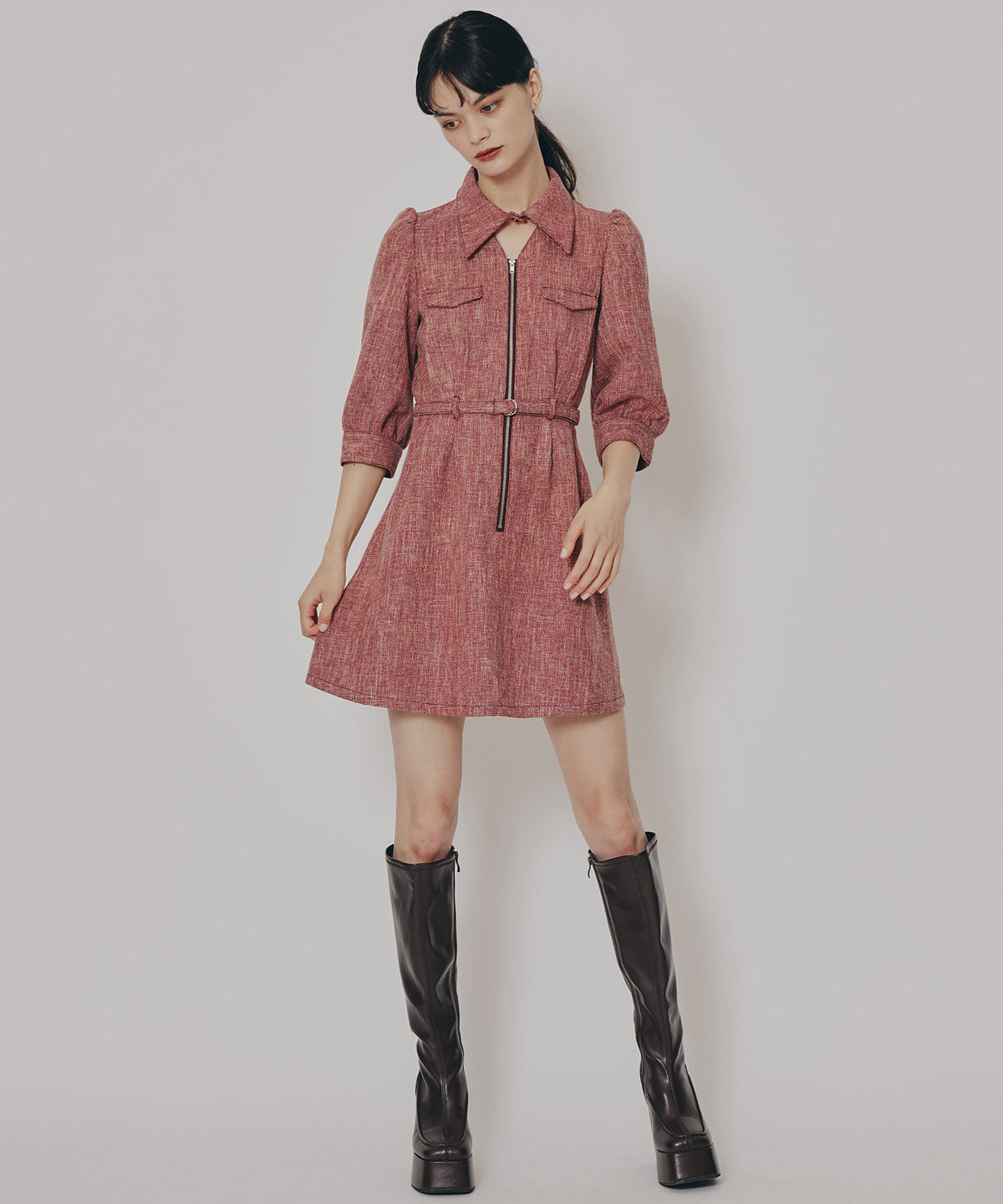 REDYAZEL「カラーミックスフロントZIPワンピース」|ワンピース|