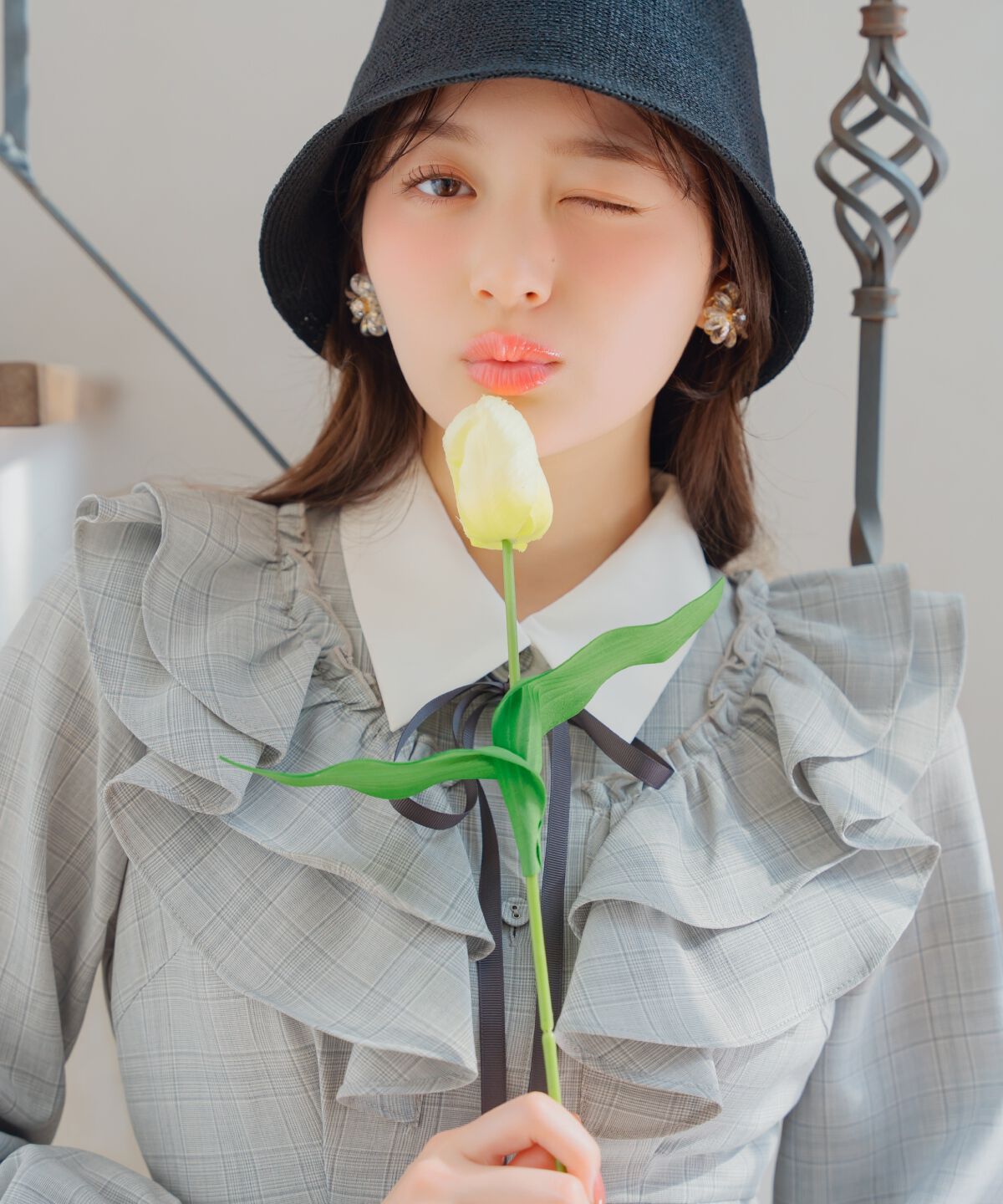 WILLSELECTION「配色襟ダブルフリルシャツワンピース」|ワンピース|