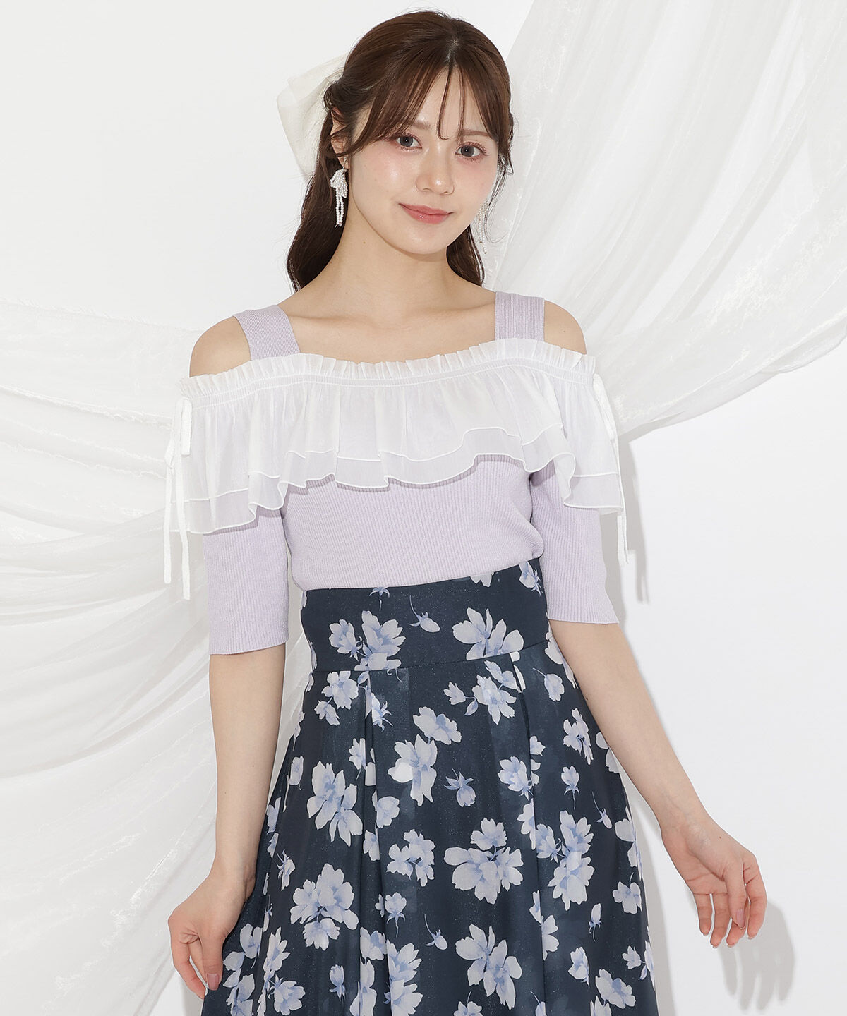 WILLSELECTION「シアーボリュームフリルニットプルオーバー」|ニット・セーター|