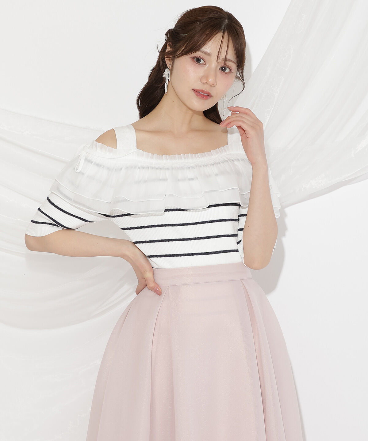 WILLSELECTION「シアーボリュームフリルニットプルオーバー」|ニット・セーター|