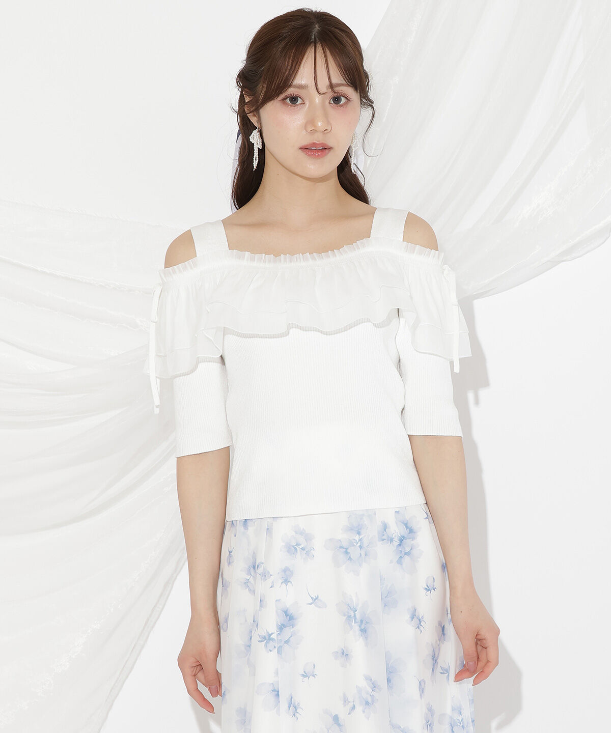 WILLSELECTION「シアーボリュームフリルニットプルオーバー」|ニット・セーター|