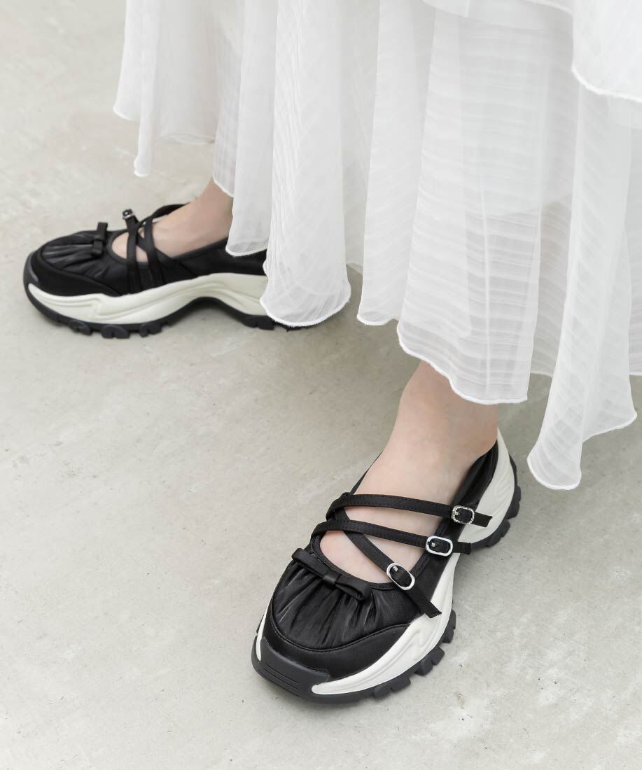  「ボリュームソールクロスベルトスニーカー」|スニーカー|ブラック