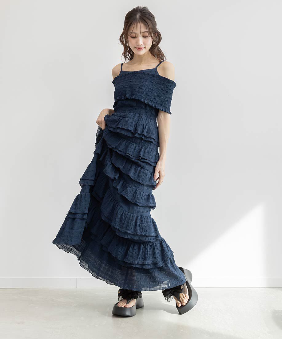  「2WAY シアーリボンボリュームソールトングサンダル」|サンダル|