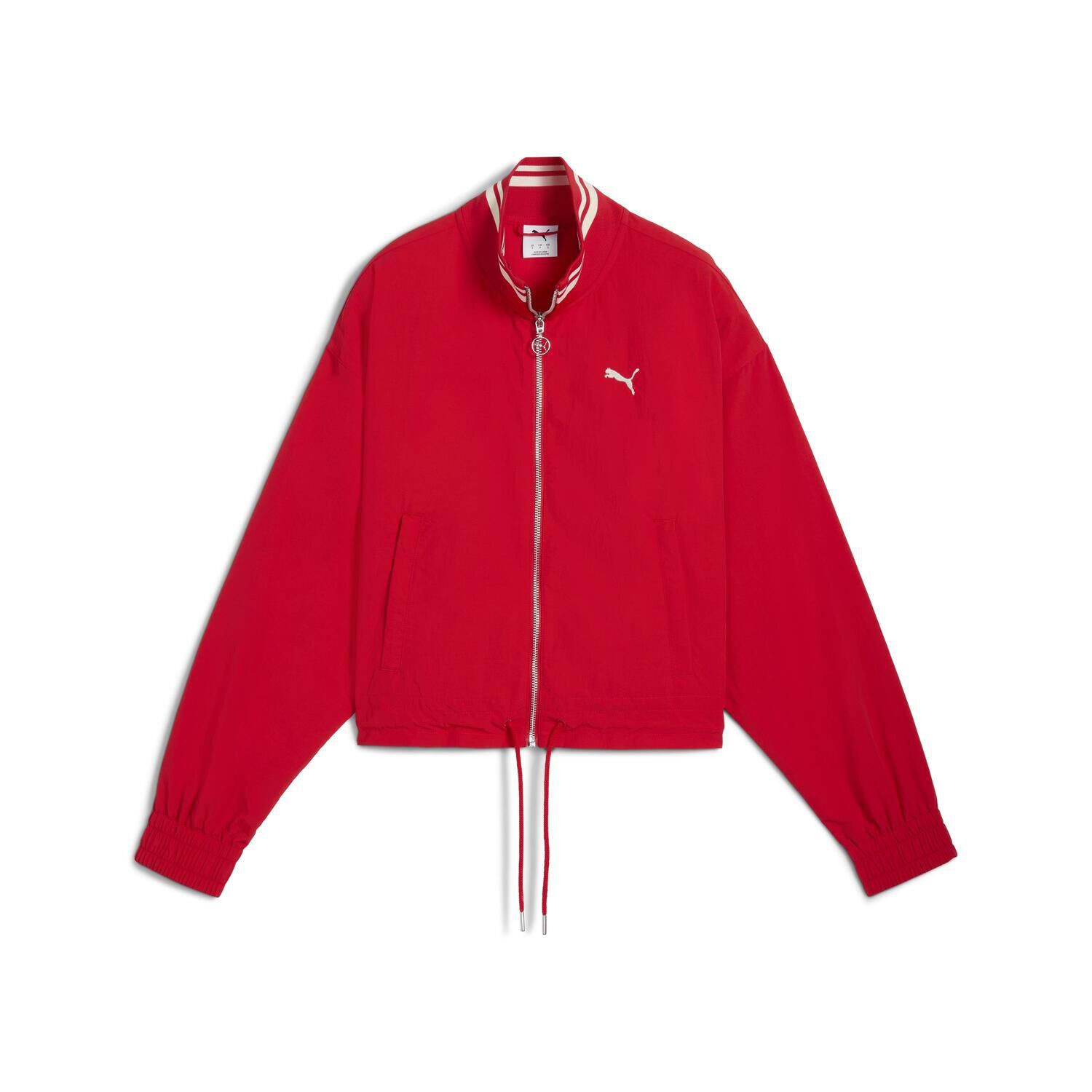 PUMA「【PUMA ｳｪｱ】W PREMIUM ESS RELAXED WV JKT」|ポロシャツ|レッド