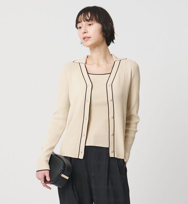 UNITED ARROWS「スキッパー リブカーディガン ‐ウォッシャブル‐」|カーディガン|BEIGE
