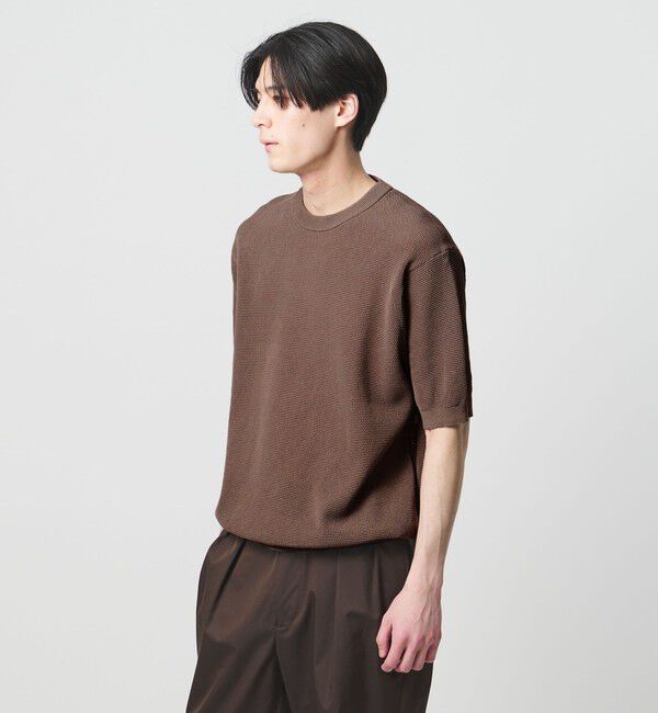 UNITED ARROWS「シャーリーカーン バーズアイ ショートスリーブ クルーネック ニットTシャツ」|ニット・セーター|