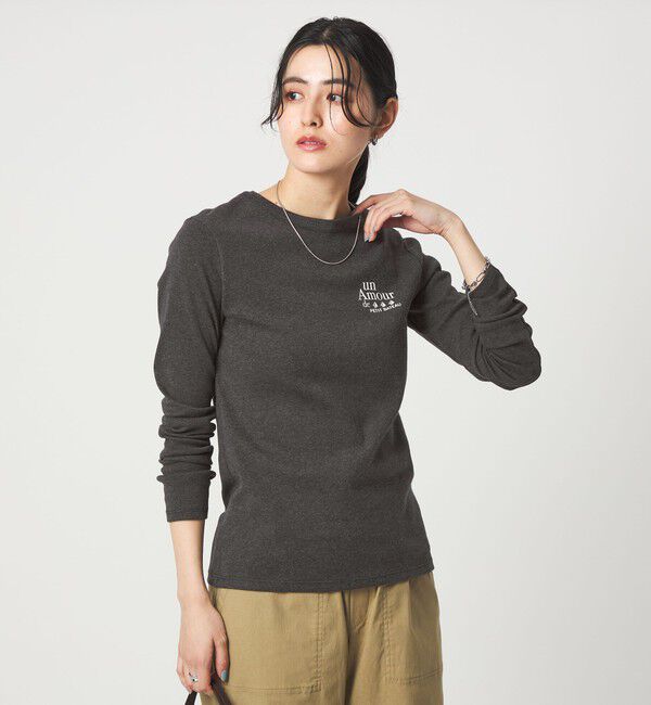 UNITED ARROWS green label relaxing「【別注】＜PETIT BATEAU＞ロングスリーブ プリント Tシャツ」|Tシャツ・カットソー|DK.GRAY