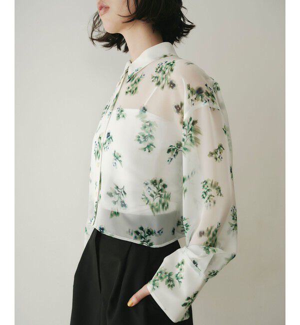 EMMEL REFINES「＜EMMEL REFINES＞EM フラワープリント シアー シャツ」|シャツ・ブラウス|OFF WHITE