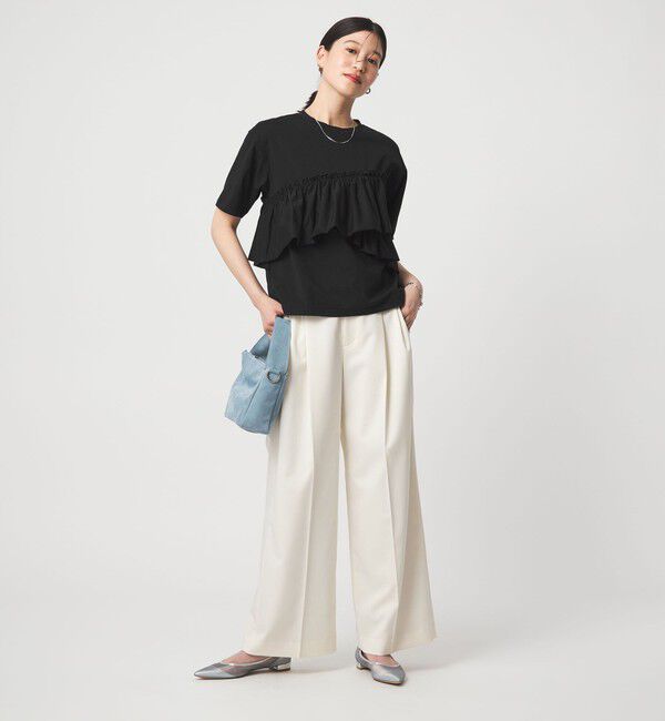 UNITED ARROWS green label relaxing「【WEB限定】＜at ease＞フリル カットソー 接触冷感 UVカット 遮熱」|Tシャツ・カットソー|