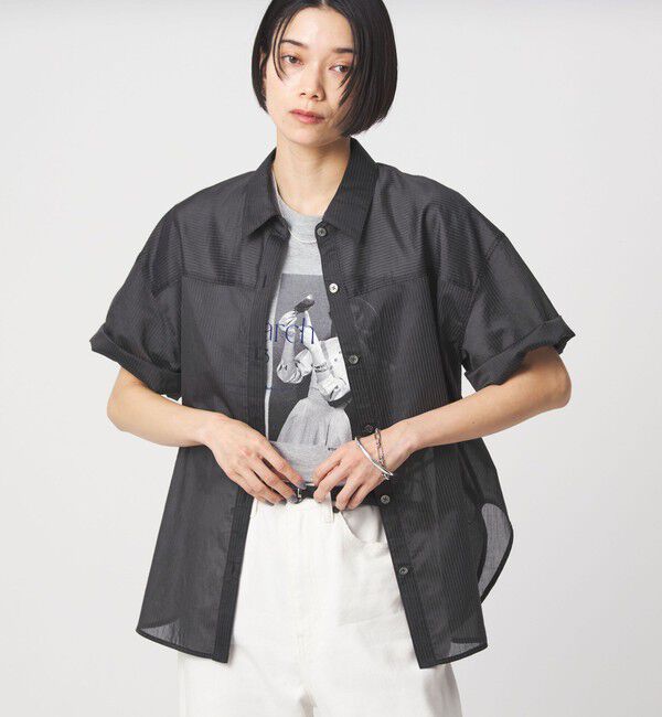 UNITED ARROWS green label relaxing「【結論シリーズ】リボンハイウエストシャツ［size SHORTあり］」|シャツ・ブラウス|