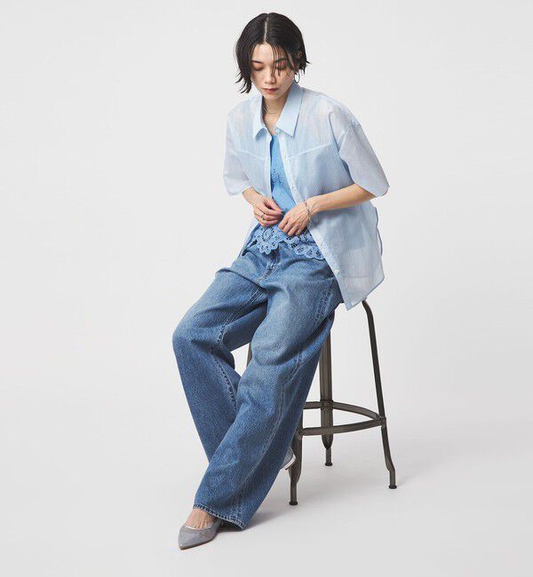 UNITED ARROWS green label relaxing「【結論シリーズ】リボンハイウエストシャツ［size SHORTあり］」|シャツ・ブラウス|