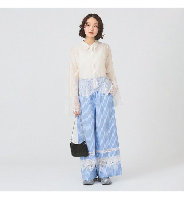 Ray BEAMS 「レース キリカエ フレア スリーブ シャツ」|シャツ・ブラウス|