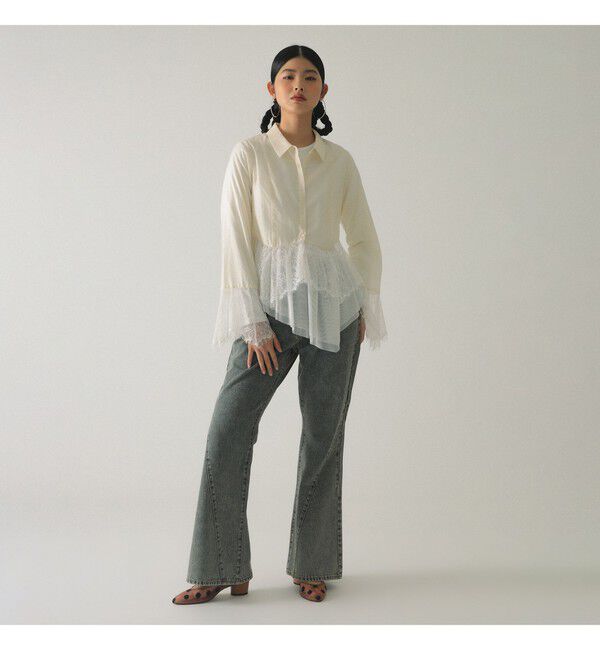 Ray BEAMS 「レース キリカエ フレア スリーブ シャツ」|シャツ・ブラウス|
