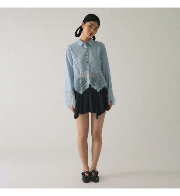 Ray BEAMS 「レース キリカエ フレア スリーブ シャツ」|シャツ・ブラウス|