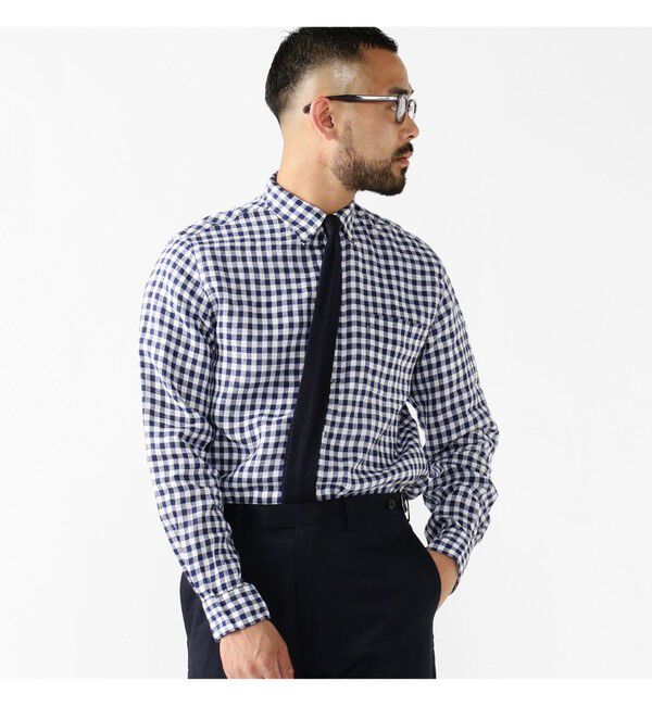 BEAMS PLUS「リネン ギンガム チェック ボタンダウン シャツ 」|シャツ・ブラウス|