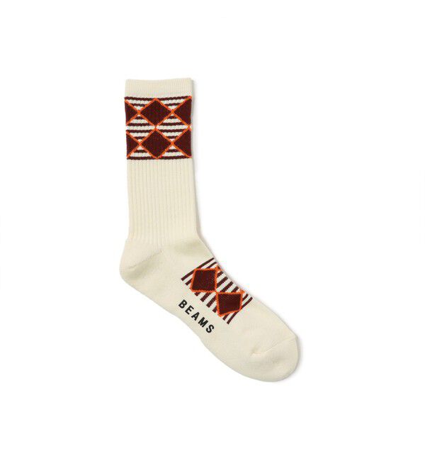 BEAMS「ボーダー アーガイル　ソックス」|ソックス|WHITE