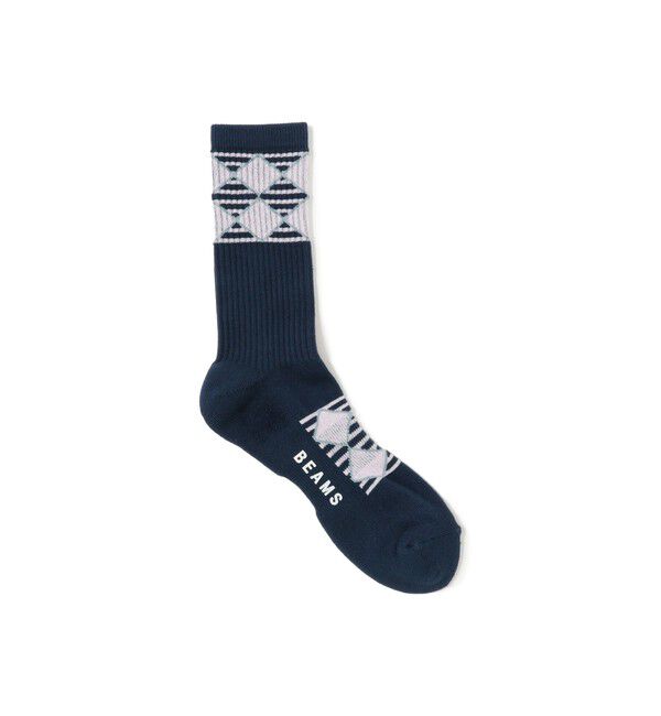 BEAMS「ボーダー アーガイル　ソックス」|ソックス|NAVY